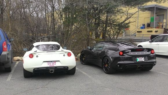 My '11 Evora next to Evora 400 demo car.