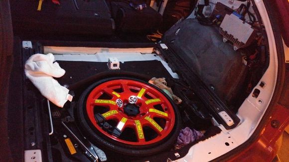 original amp is on rear passenger side wheels. after market amp locate under spare tire