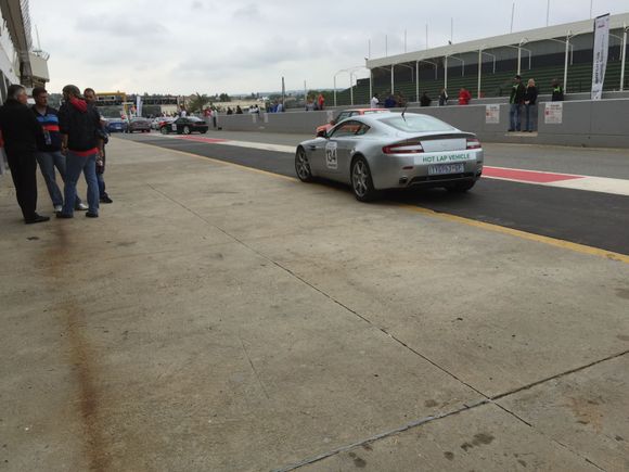 On the race track.