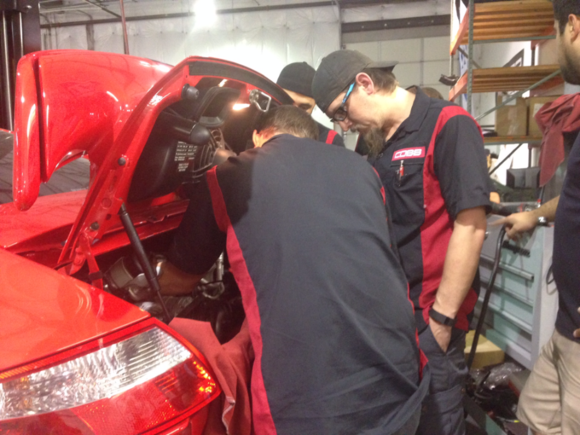 Whenever this many people are inspecting your engine you know something is wrong.