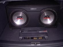 Two 12'' MTX audio subs and 1000 Watt Sony Xploder Amp.