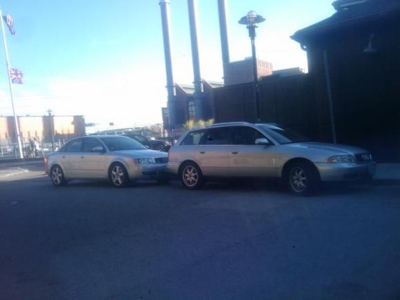 outside my job with a b6 parked behind me