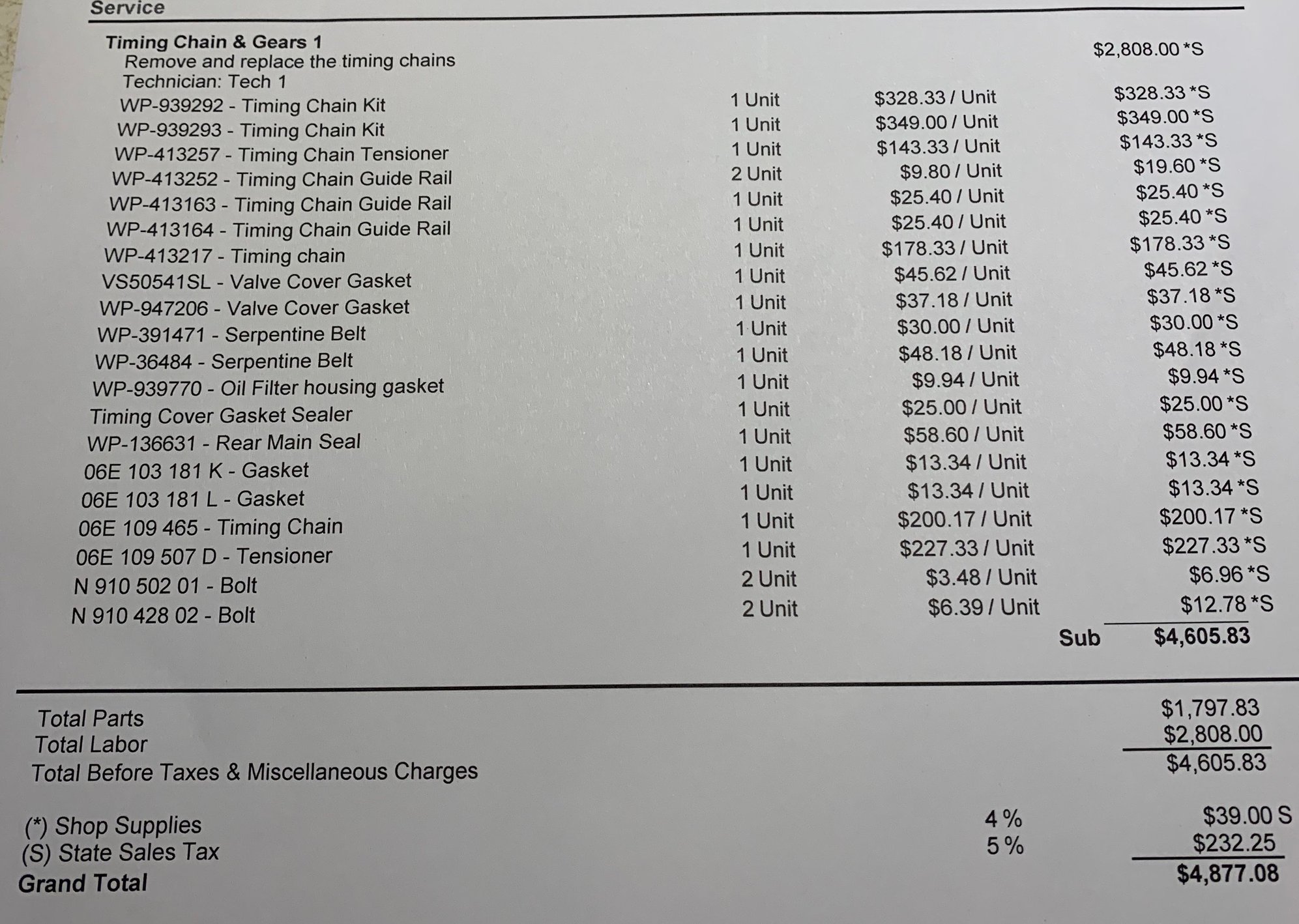 2011 A6 Timing Chains Replacement Costs? P0018 AudiWorld Forums