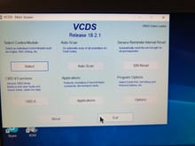 Once everything is connected, ignition on (but engine not started), start the VCDS app and click Select