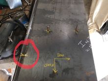 Made some index marks after I drilled and installed clecos to hold it in position when I install it on the Jeep. I also marked the other side of the plate to drill 1” holes that’ll line up with the middle supports to plug weld them.