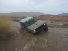 fucking flash floods bout swallowed up the Jeep