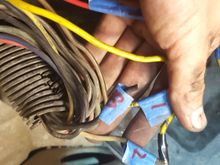 where the relay connected to (battery side passenger side). 3 wires to 1, 4 wires to other, both these attached to relay. 
this is where wires also melted the 2nd round