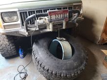 Test run winching insert into tire.

With tgese wheels i can pack a spare tire no extra wheel needed