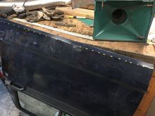 Then along the dotted line which is the body line about an inch from the bottom of the door.