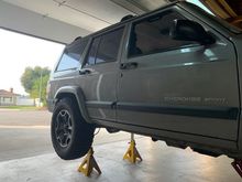 Probably not enough clearance with stock suspension