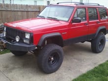 redmuck 2.0   4 inch plus lift  8.25 rear axle, old version all terrains, big round control arms.