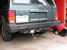 The fate of the back recovery points is still undetermined. I hope to score a rear tire mount from the Bone-Yards. If I can't the bumper's gona go. For now this will have to do because it's starting to snow around here and I don't want to be out there welding hooks or D-Rings to the hitch.