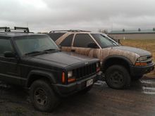 racing my friends chevy blazer ZR2.... i won!