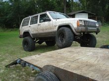 6.5" Lift Rough Country. It does not flex very well.