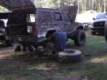Putting in a new axel at rocks and valleys