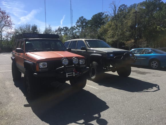 With a jeep at school. Zj on 35s and 6 inch lift