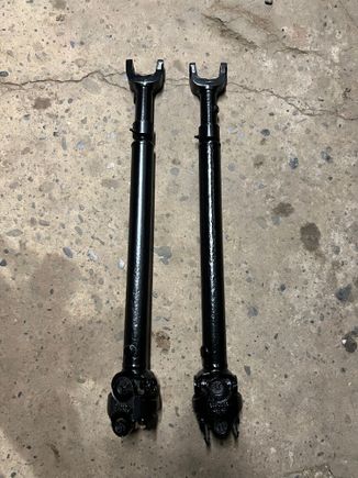 Driveshafts painted and ready for U joints 