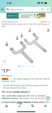 Shock bolts x 2 for front and back