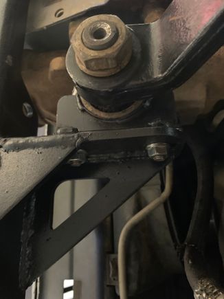 Here’s a picture of the steering box brace. Not only does this brace the sector shaft area, but also boxes in with the side plate that the 3 steering box bolts go thru!