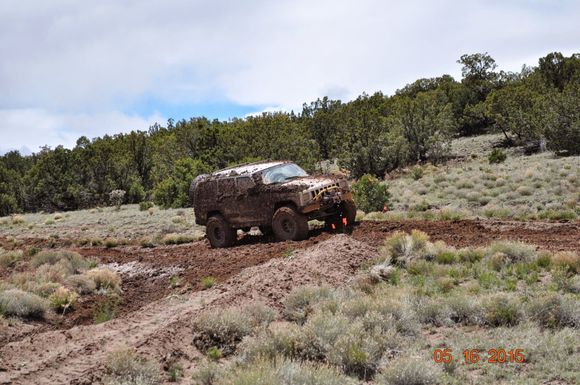 I was 9th in line in a group of 10, after two days of rain and no fender flares. Had to stop and wash the windshield three times by hand!  Took 3 days to wash all the mud off!