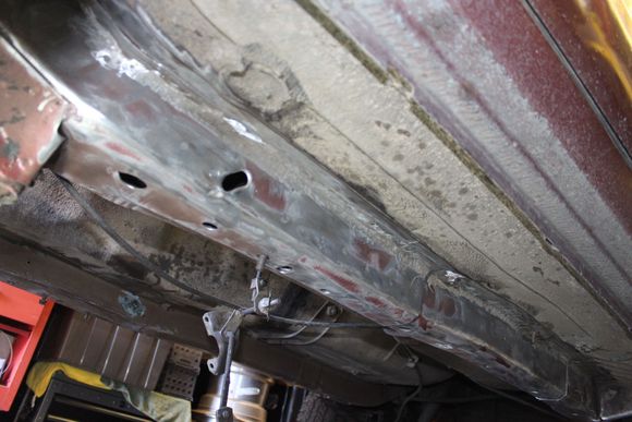 Unibody "frame" rails prepped for the stiffeners