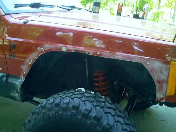 fender sanded and holes repaired