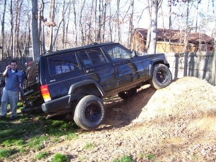 No flex. Notice the back tire is off the ground.