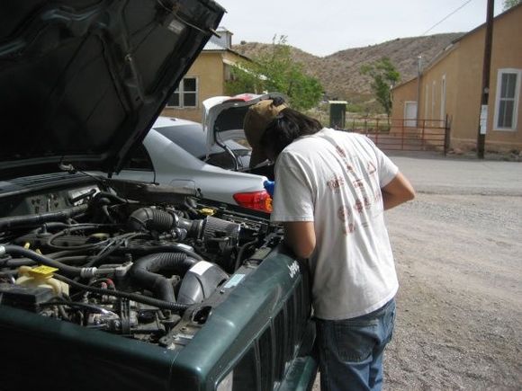 Water pump went out in Monticello, NM. Luckly a farmer towed us into the town where we got help