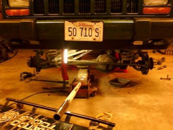 Had to drop the front axle.