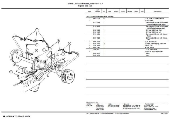 1997 XJ Rear Brakes Diagram