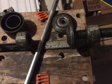 The ball joint press tool, I used the workmate to hold the C clamp, whilst I cussed and swore at myselve for selling my 25 ton electric powered hydraulic press, and all the adapters to do this job in a minute or two.