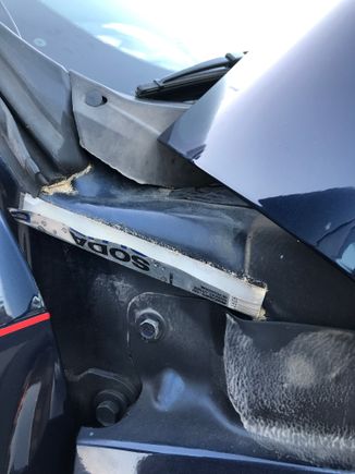 Passenger side, see how the water is diverted