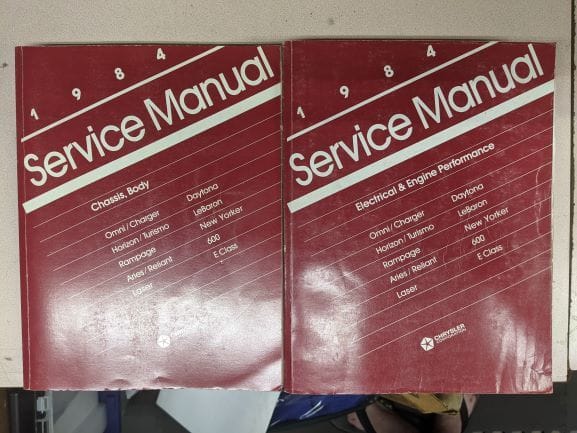 Miscellaneous - 1984 Factory Service Manual, all K-car derivatives - Used - 1984 Chrysler All Models - Glendora, CA 91741, United States