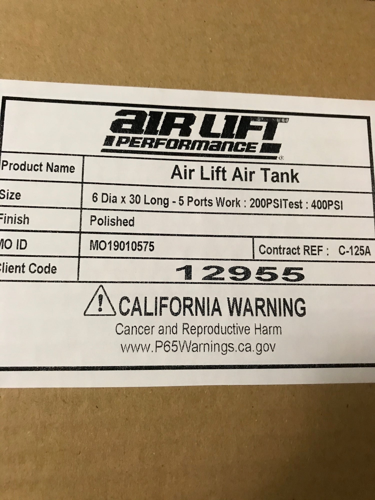 Air Lift Performance 12955 Aluminum Air Tank