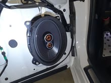 Here's the speaker and added insulation between it and the door panel, again, trying to mimic OEM installation.