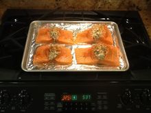 Stuffed salmon with real crab!