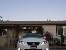 Old headlight with demon eye and gloss black housing