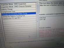 Now activate invertor pump from this menu.
Run pump just 5-10 sec.and monitor coolant level in mini invertor tank.
Just toggle pump ON and OFF several times until bubbles stop coming out.