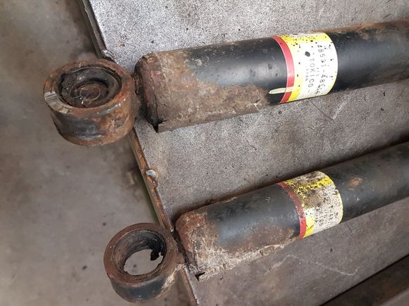 Oem shocks ,did great job so many years but now was time to replace them.no more clanking noise and much better stability  after replacement.