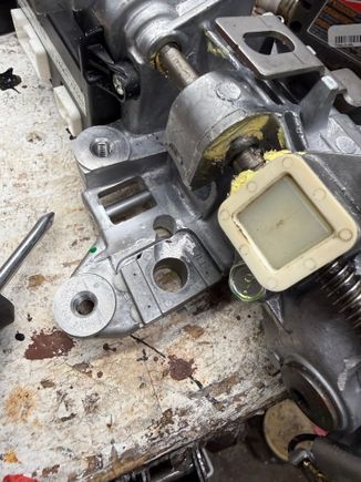 Area that must be grinded away for the nut to fit on