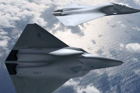 Boeing F/A-XX concept illustration, manned and unmanned versions.