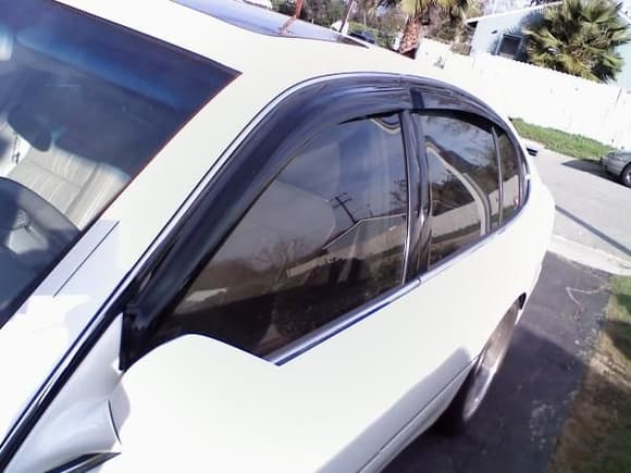 new in production.......called vipworks......these are thinker with no gaps like the toyota brands.and your saving lots of cash email me if you want to order a set im local in west covina $80 for window visors and $80 for rear window visors its a new look