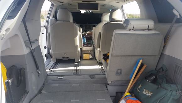 The interior photo of our 2014 Sienna pretty much sums up why driving a 4-door sedan is no longer practical.  Love being able to carry 6 adults in comfort and a 7th in a pinch while still having 40 cubic feet of cargo space behind the third row of seats.