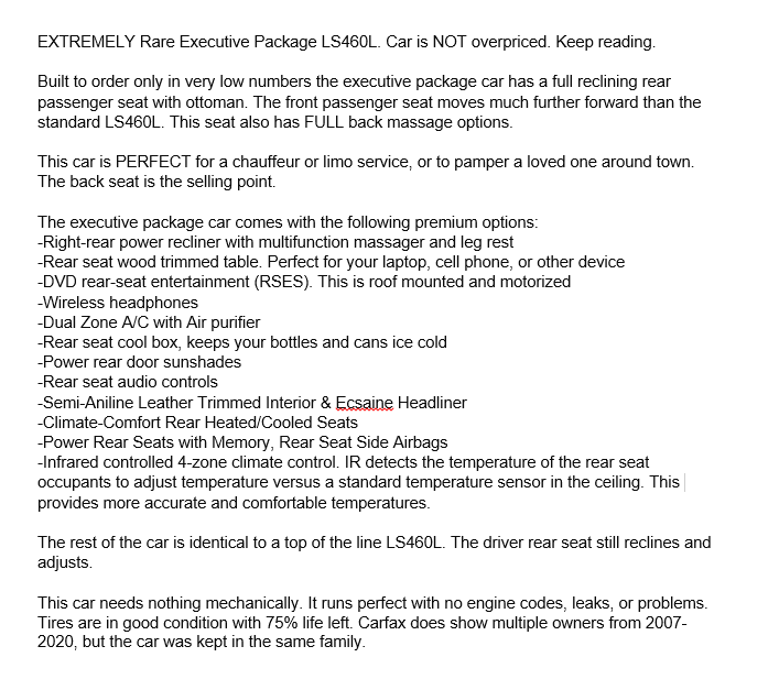 2007 Lexus LS460 - 2007 Lexus LS460L EXECUTIVE package, black on black - Used - VIN JTHGL46FX75007610 - 116,300 Miles - 8 cyl - 2WD - Automatic - Sedan - Black - Racine, WI 53402, United States