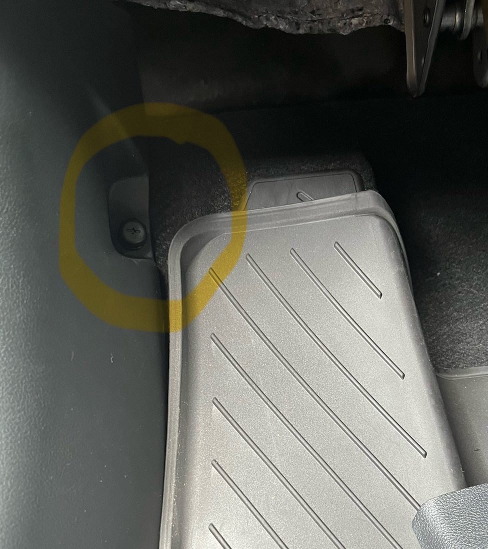 Remove cover in front of door sill next to left foot rest. Hand loosen and remove that screw and pop off cover - these clips were very easy to remove. 