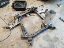 Subframe is dropped.  May even pressure wash it this time as the weather is supposed to be warmer for a couple days.