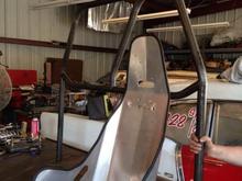 The main hoop and beginning of the 25.5 funny car cage.