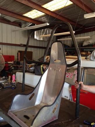 The main hoop and beginning of the 25.5 funny car cage.