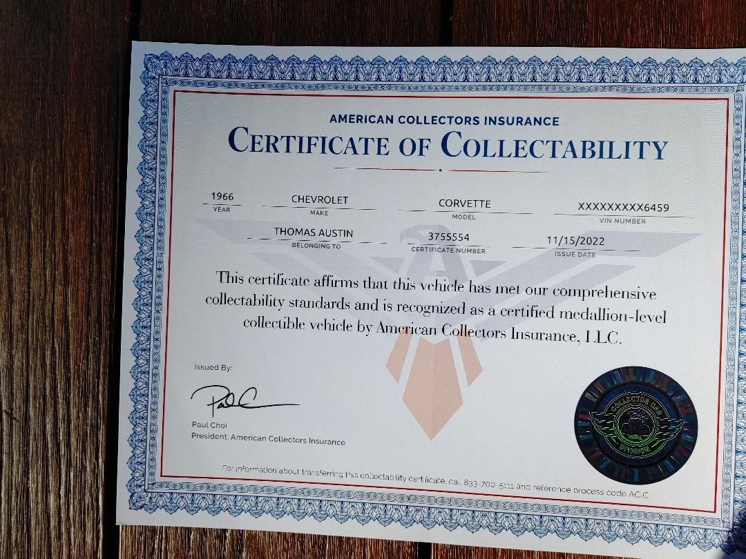Certificate of Collectability American Collectors Insurance