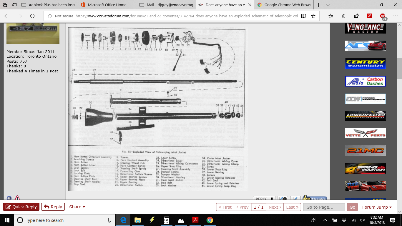 Need diagram for 1965 1966 Telescopic steering column - CorvetteForum